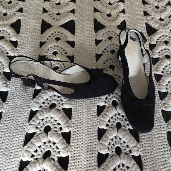 Cynthia Rowley Vintage Satin Black Kitten Mule - Picture 9 of 16